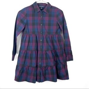 Brooks Brothers plaid blue and purple girl dress size 12